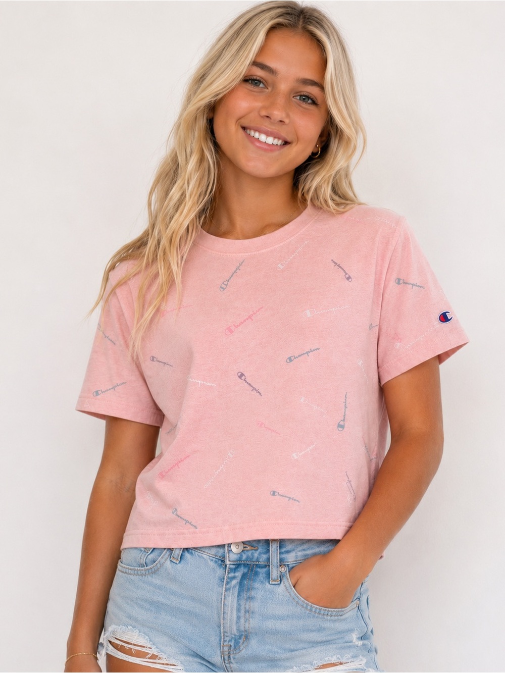 Champion Pink Logo Tee NWT Girls Small
